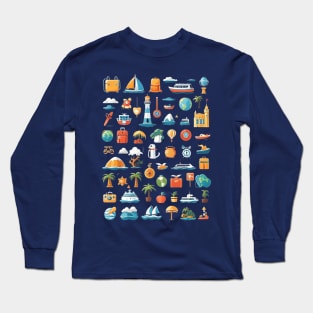 TRAVEL AND TOURISM ICONS Long Sleeve T-Shirt